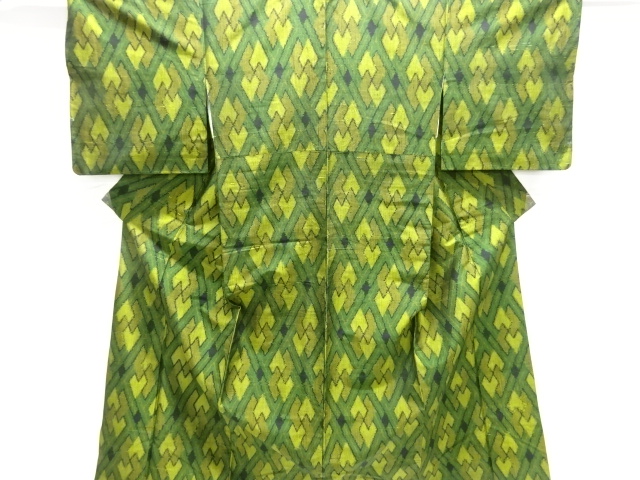 JAPANESE KIMONO / FUSHI TSUMUGI / WOVEN GEOMETRIC